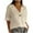 Beige, variant on Linen Button Down Shirt Women Short Sleeve Loose Fit V Neck Tops Comfy Solid T-Shirt Loose Summer Blouses