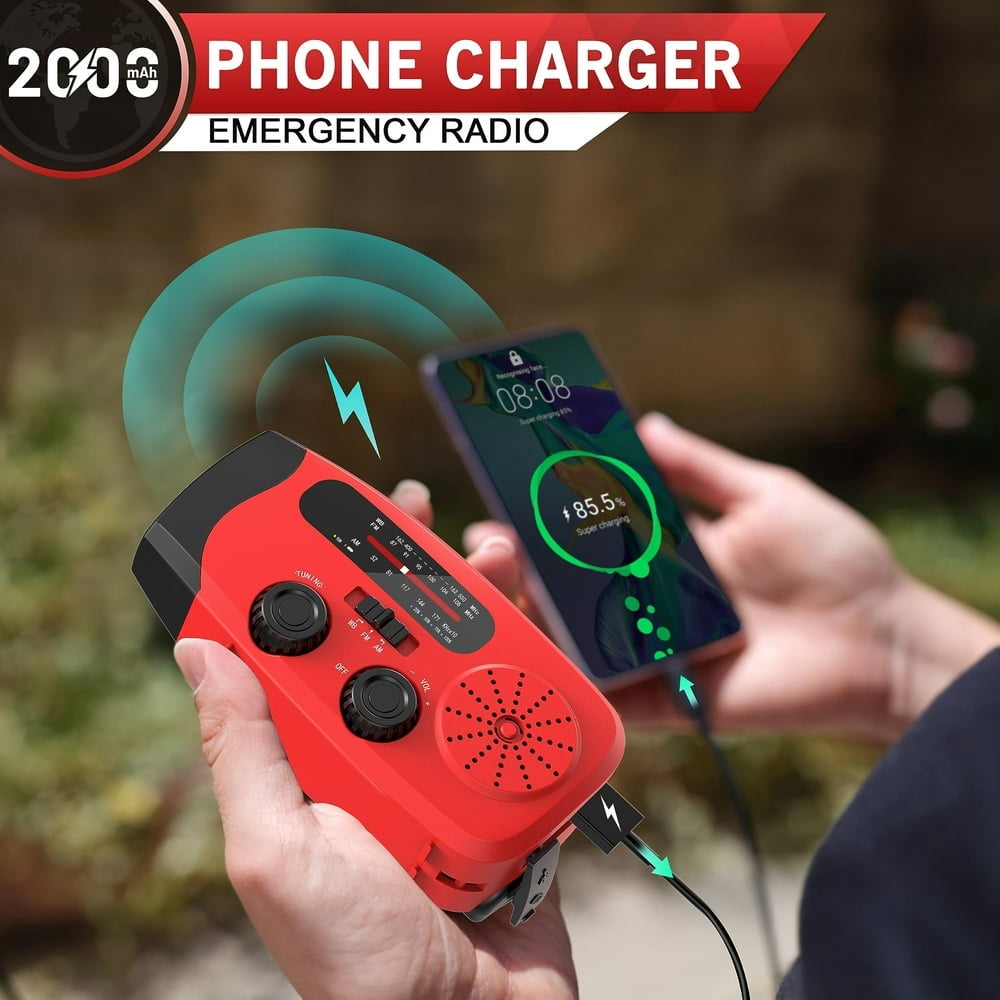 Baweave Hand Crank Emergency Radio  Portable Radio Solar Powerd AM FM WB NOAA Weather Radio with Flashlight  Cell Phone Charge  SOS Alarm