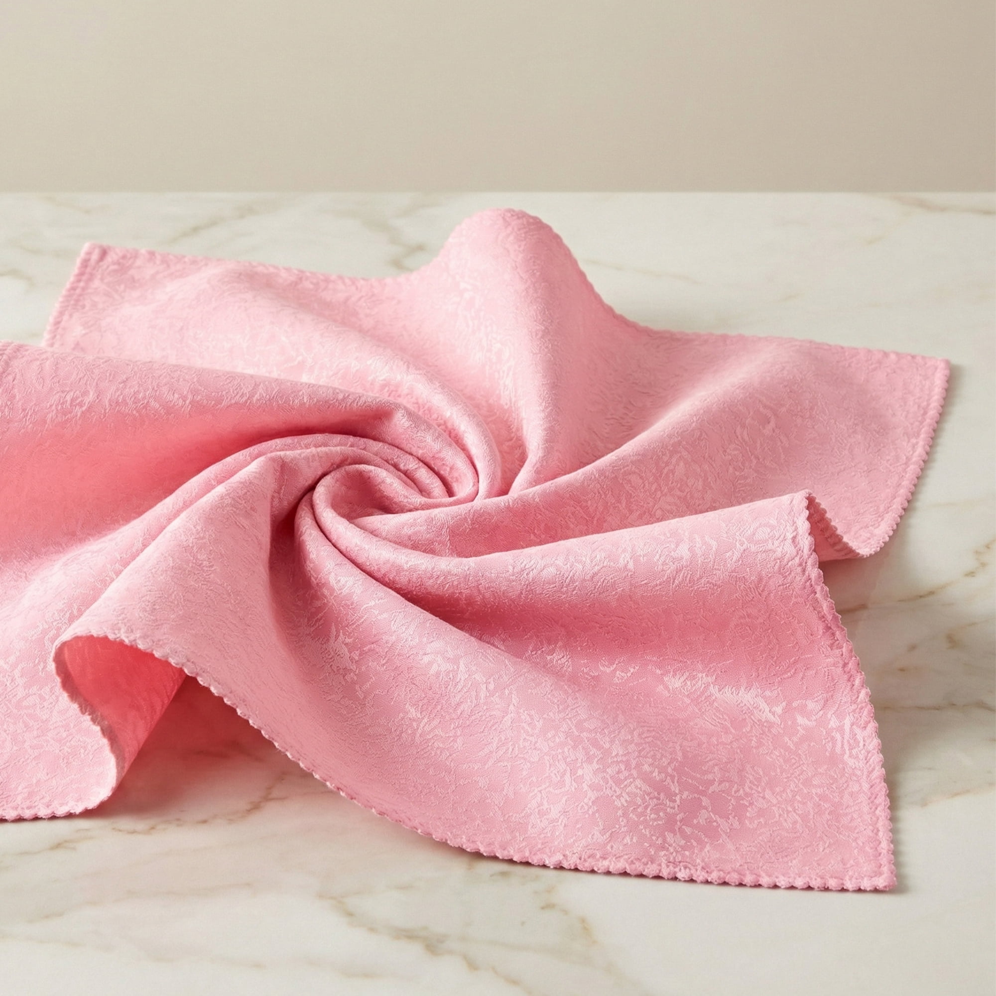 Unique Bargains 12Pcs Reusable Party Cloth Napkins Pink 19x19inch