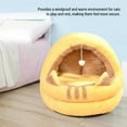 thumbnail image 4 of Grotte pour Chat Chaude Semi-Fermée Lit pour Animal Maison d'Animaux Dessin Animé pour Automne Hiver Jaune, 4 of 7