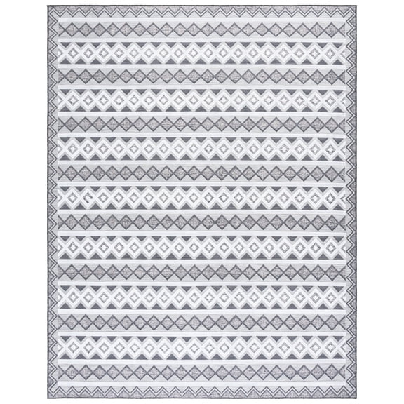 SAFAVIEH Cabana Ethan Geometric Indoor/Outdoor Area Rug, Black/Grey Ivory, 9' x 12'