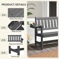 thumbnail image 3 of KINGYES HDPE Outdoor Bench with Integrated Side Tray, 2-Person All-Weather Patio Bench with 660 lbs Capacity, Porch Bench for Backyard, Garden & Park, Gray, 3 of 12