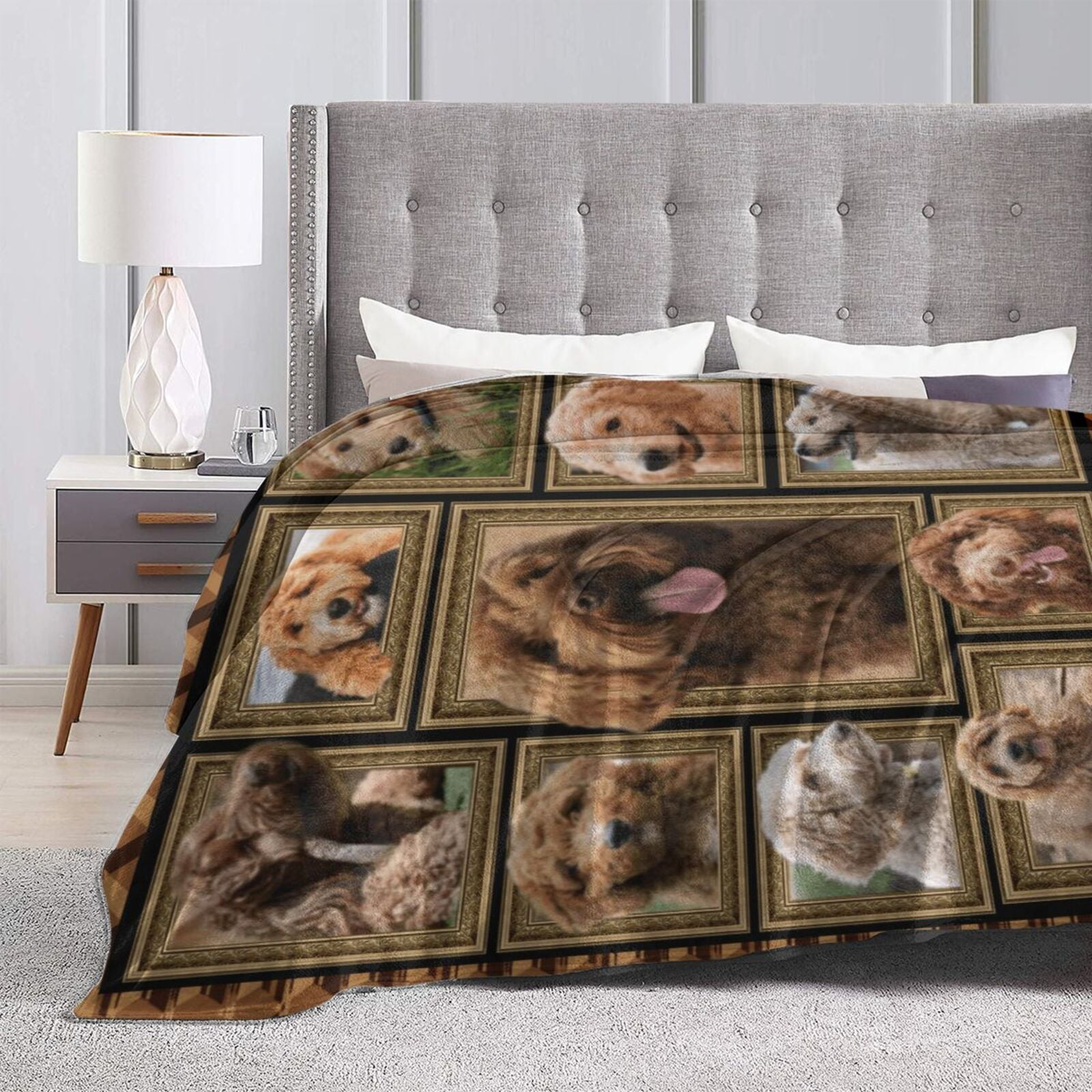 Wijzvio Abradoodle Dog Throw Blanket Soft Fuzzy Fleece Blanket For Couch Bed Living Room Decoration 50"X40"