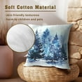 thumbnail image 5 of Christmas Throw Pillow Covers 18x18 Set of 2, Rustic Winter Blue Trees Snows Pine Forest Farmhouse Decorative Pillow Cases Cotton Cushion Cover for Home Sofa Couch Decor, 5 of 6
