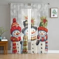 thumbnail image 3 of Christmas Semi Sheer Curtains 108 Inch Length 2 Panels Set, Xmas Berry Winer Snowflake Snowman Grey Sheer Kitchen Curtain Privacy Voile Window Curtain for Living Room Bedroom Rod Pocket Drapes, 3 of 7