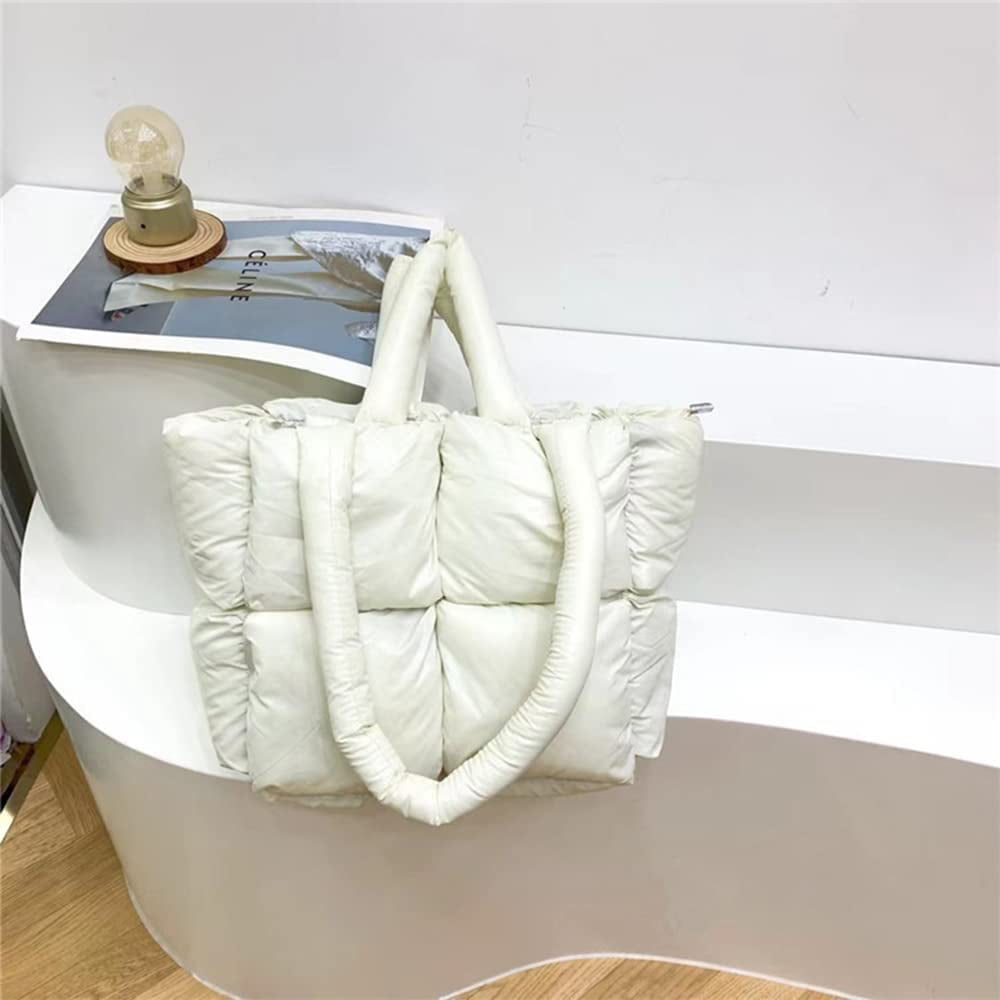 Pillow Puffer Bag in beige,Padded Super Puffer Oversize Tote Shopper Bag Shoulder Bag