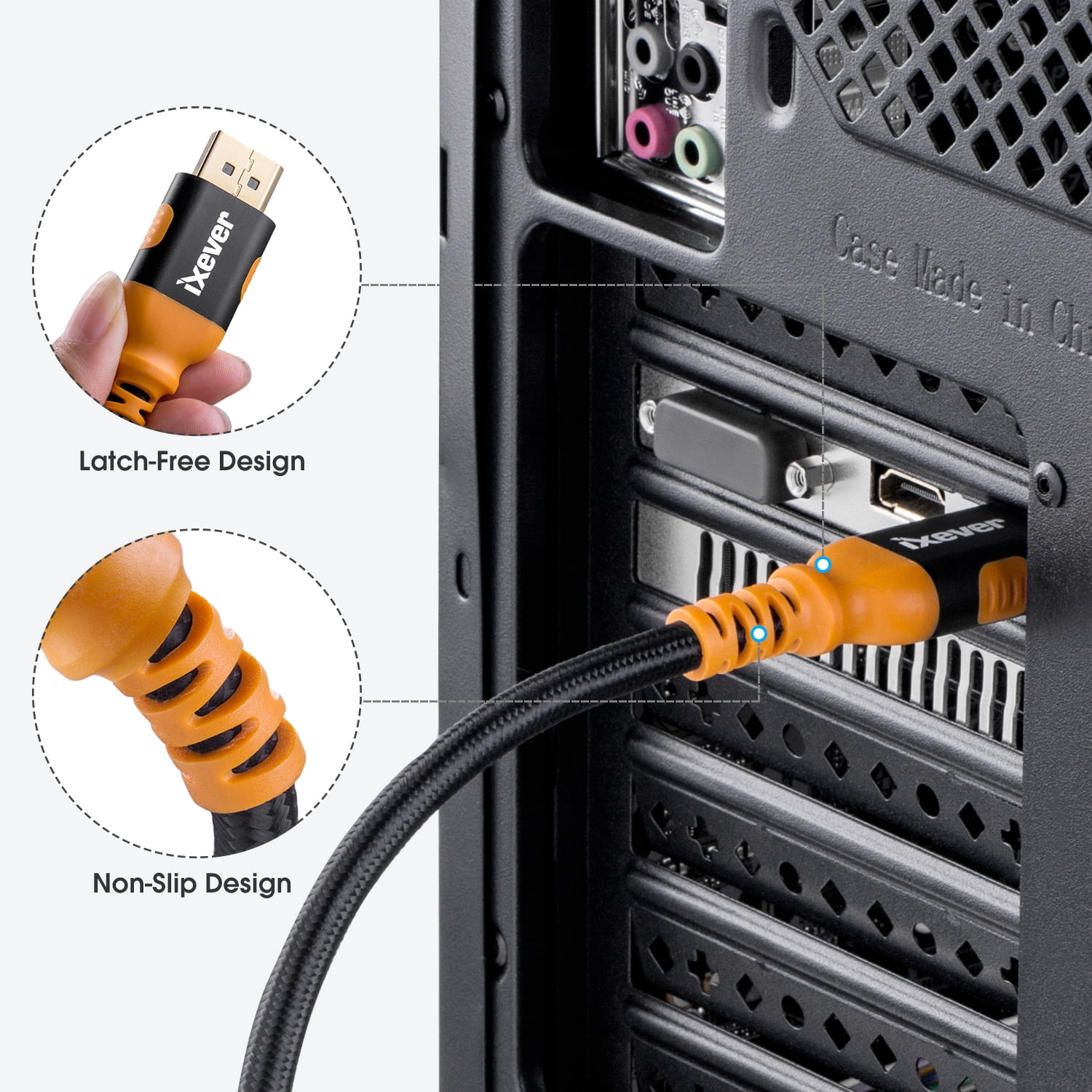 DP DisplayPort Cable Version 1.4, iXever 8K DP 1.4 Cable 16 FT (8K@60Hz, 4K@144Hz, 2K@240Hz) HBR3 Support 32.4Gbps, HDCP 2.2, HDR10 FreeSync G-Sync for Gaming Monitor