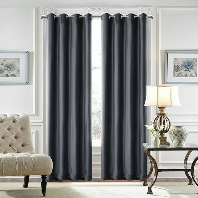 Innerwin Rideaux Protection UV Occultants Écoénergétiques Luxe à Oeillets Couleur Unie Rideaux Fenêtre Gris Foncé L:42"Xh:96 Pouces