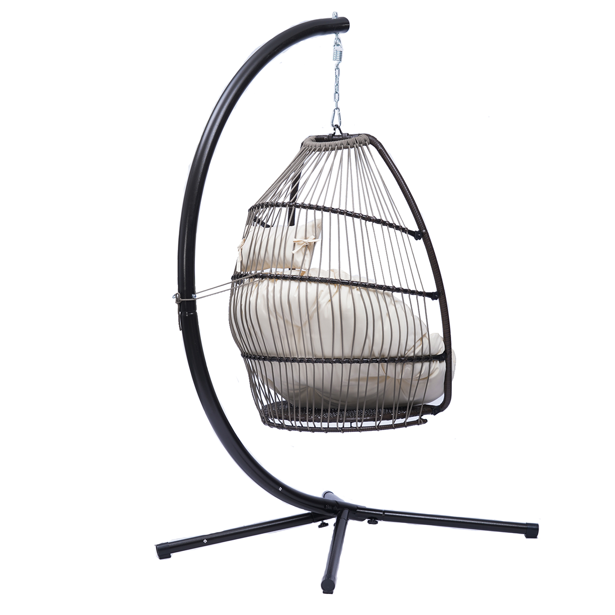 Outdoor Yard Folding Hanging Chair Egg Chair with Stand Indoor Outdoor Balcony Bedroom Basket Hanging Lounge Chair - image 5 of 9
