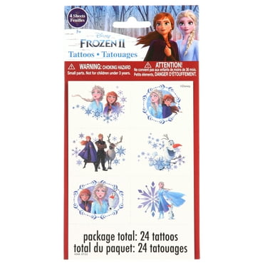 Disney Frozen 2 Tattoos Pack of 24 - Exclusive Pattern Collection - Colorful & Transferable, Perfect for the Next Party Magical Adventure