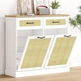 thumbnail image 2 of Double Tilt Out Trash Cabinet 10 Gallon Wooden Standing Laundry Sorter Cabinet Recycling Hideaway Drawer Tilt Can Bin Kitchen Black 2 of 9