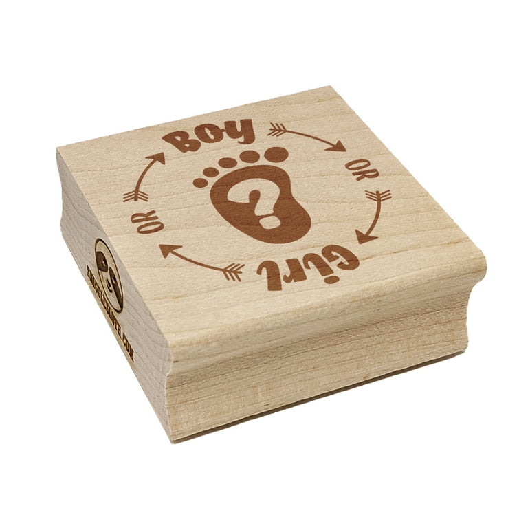 Baby Gender Reveal Boy or Girl Pregnant Square Rubber Stamp Stamping  Scrapbooking Crafting - Medium 1.75in 