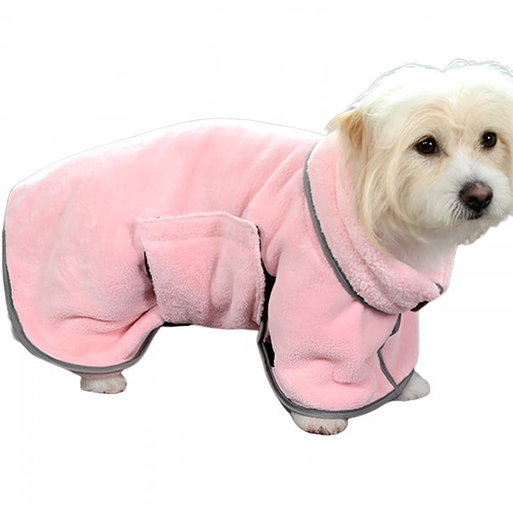 TELOLY Soft Dog Bathrobe, Super Absorbent Fannel Dog Bathrobe Towel with Zipper, Fast Drying Pet Bath Robe for Medium, Small Dogs