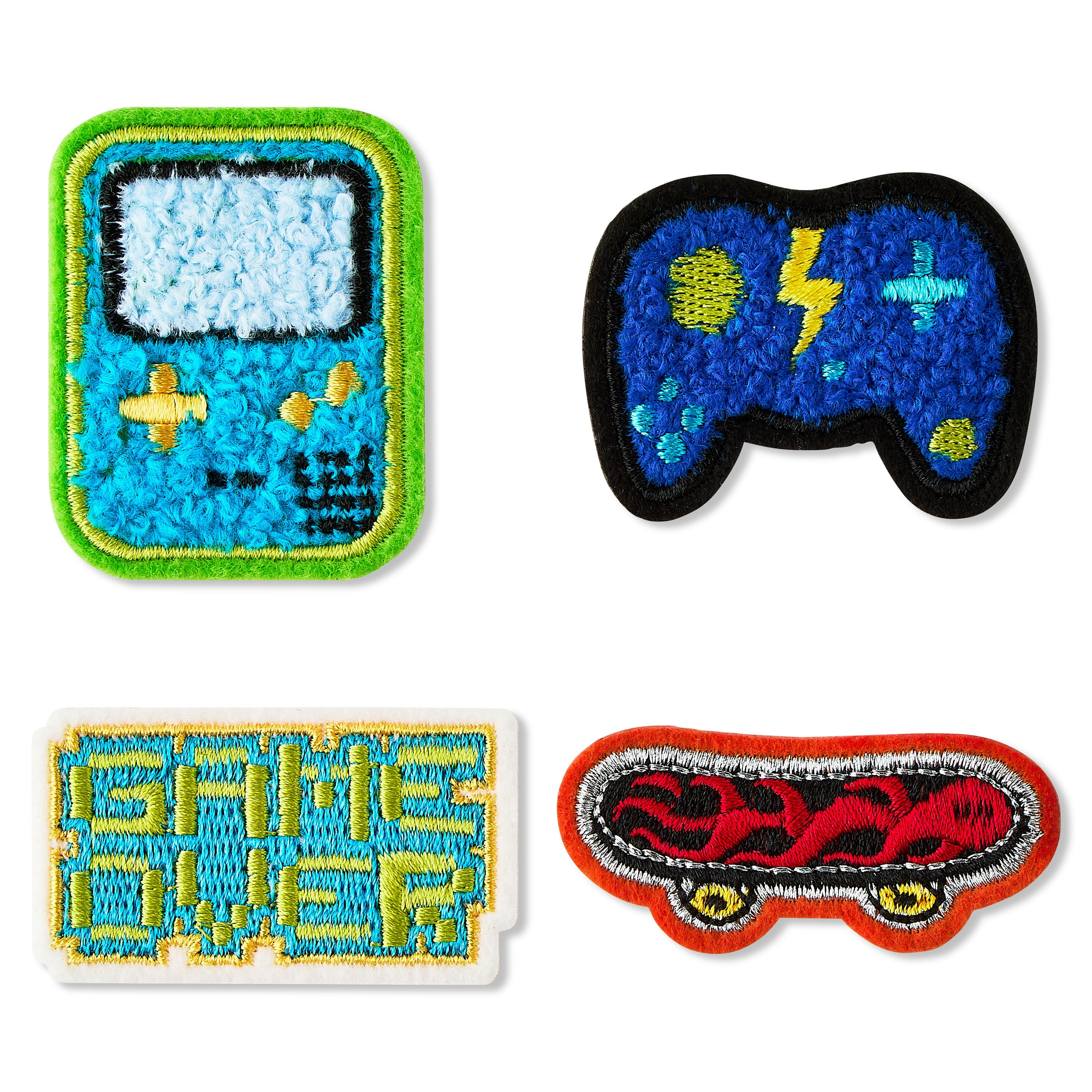 Pen+Gear Chenille Patch Stickers, 4 Count, Video Game, For Backpacks, Lunch Kits and Students