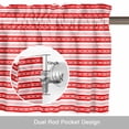 thumbnail image 6 of Boho Red Stripe Kitchen Curtain Valances for Windows Farmhouse Short Curtains, Abstract Geometric White Minimalist Rod Pocket Valance Curtain for Bedroom Cafe Living Room 54"x18", 6 of 8
