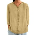 thumbnail image 2 of Sevevn Women's New 3/4 Sleeve Lace Neckline Solid Color Pullover Casual Top Sales Today Clearance Khaki S, 2 of 6