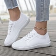 thumbnail image 2 of Unisex Women's Slip on Canvas Sneakers Man Low Top Casual Walking Shoes Classic Comfortable Flat Fashion Sneakers White Size 8.5, 2 of 5