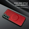 thumbnail image 6 of ELEHOLD PU Leather Case For Samsung Galaxy S22 Plus Slim Magnetic Shockproof Cover, [MagSafe Compatible], [Lens&Screen Protection], Drop protection Case - Winered, 6 of 11