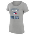thumbnail image 2 of Women's G-III 4Her by Carl Banks Heather Gray Toronto Blue Jays Super-Slim Fit Lightweight Team Logo Graphic T-Shirt, 2 of 5