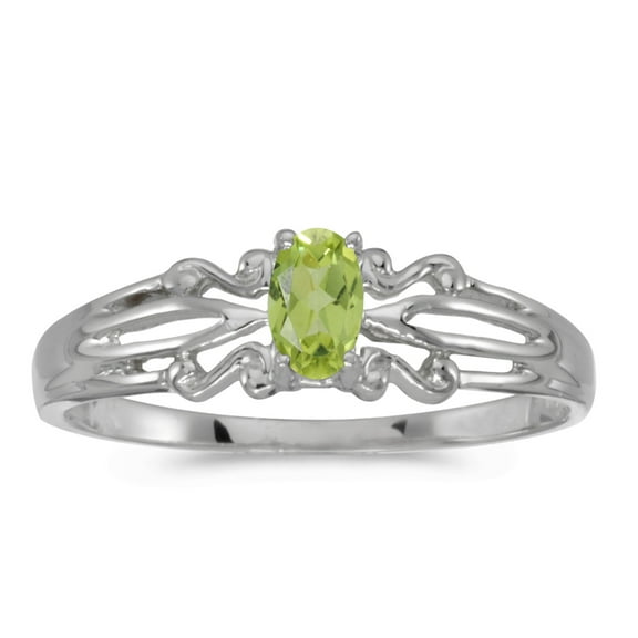 10k White Gold Oval Peridot Ring