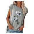 thumbnail image 2 of CHGBMOK Hauts Mignons Grande Taille pour Femmes Mode T-Shirts Imprimés Amples Col Rond Manches Courtes Décontractées Hauts d'Été Plage en Solde, 2 of 6