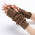 thumbnail image 6 of PMVFHDE Autumn Winter Knitted Fingerless Gloves Women Short Style, Warm Arm Sleeves for Cold Season Khaki,One Size, 6 of 7