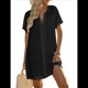 thumbnail image 2 of Camiseta de Baño para Mujer con Cuello en V y Corta para Playa de Verano. Negro XXL, 2 of 7