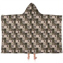 Multicolor Bigfoot and Checkerboard Pattern Hooded Bath Towel，60"x35" for Ages 3 To 12 Kids, Quick Dry Lightweight Soft Microfiber Hood Beach Towel Cover Up for Kids