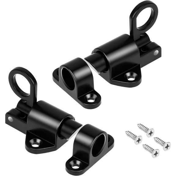 Self Closing Door Latches with Spring, Slide Bolt Latch Window Barrel Bolt Latches Automatic Spring Door Lock with Screws, Black Resilient Latches