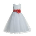 thumbnail image 2 of Ekidsbridal Girl Communion Flower Girl Dress - Floral Lace White Heart Cutout with Tiebow 172T-A (Size: 2-14), 2 of 3