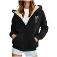 thumbnail image 4 of Goodtrade8 Coats for Women Fleece Zip up Hooded Long Sleeve Casual Printed Pocket Womens Tops for Winter,Sizes M-XXXL, 4 of 7