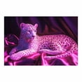 thumbnail image 2 of Mudket Framed Pink Leopard on Purple Silk Canvas Wall Art, Glam Leopard Print Room Decor for Girls Bedroom, Trendy Animal Wall Art, Ready to Hang - 12"L x 8"W, 2 of 10
