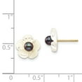 thumbnail image 3 of Primal Gold 14 Karat Yellow Gold 3-4mm Black Freshwater Cultured Pearl with 10 mm Mother of Pearl Flower Post Earrings, 3 of 5