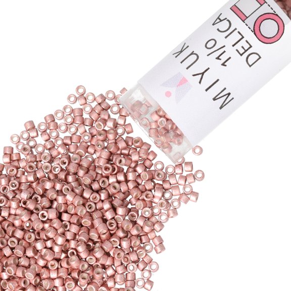 Miyuki Delica Seed Beads – Size 11/0 (1.6 mm), DB1156, Galvanized Satin Finish Pink Blush, 7.2 g, Approx. 1440 Beads