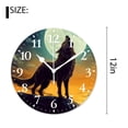 thumbnail image 2 of 12 Inch Wall Clock Battery Operated Silent Clock Decorative for Office, Kitchen, Outdoor, Living Room，Howling Wolf and Yellow Moon Design, 2 of 4