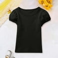 thumbnail image 2 of REDARER Girls Short Sleeve T-Shirt Cotton Puff Sleeve Top Cute Comfortable Casual Tee For Toddler Kids Soft Everyday Playwear,Color:Black,Size:6-7 Years, 2 of 3