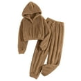 thumbnail image 2 of CFLVAEK Fuzzy Pajamas for Women Plus Size Warm Winter Hoodies with Pants Soft Sherpa Fleece Sleepwear Two Piece Thermal Loungewear Sets L, 2 of 4