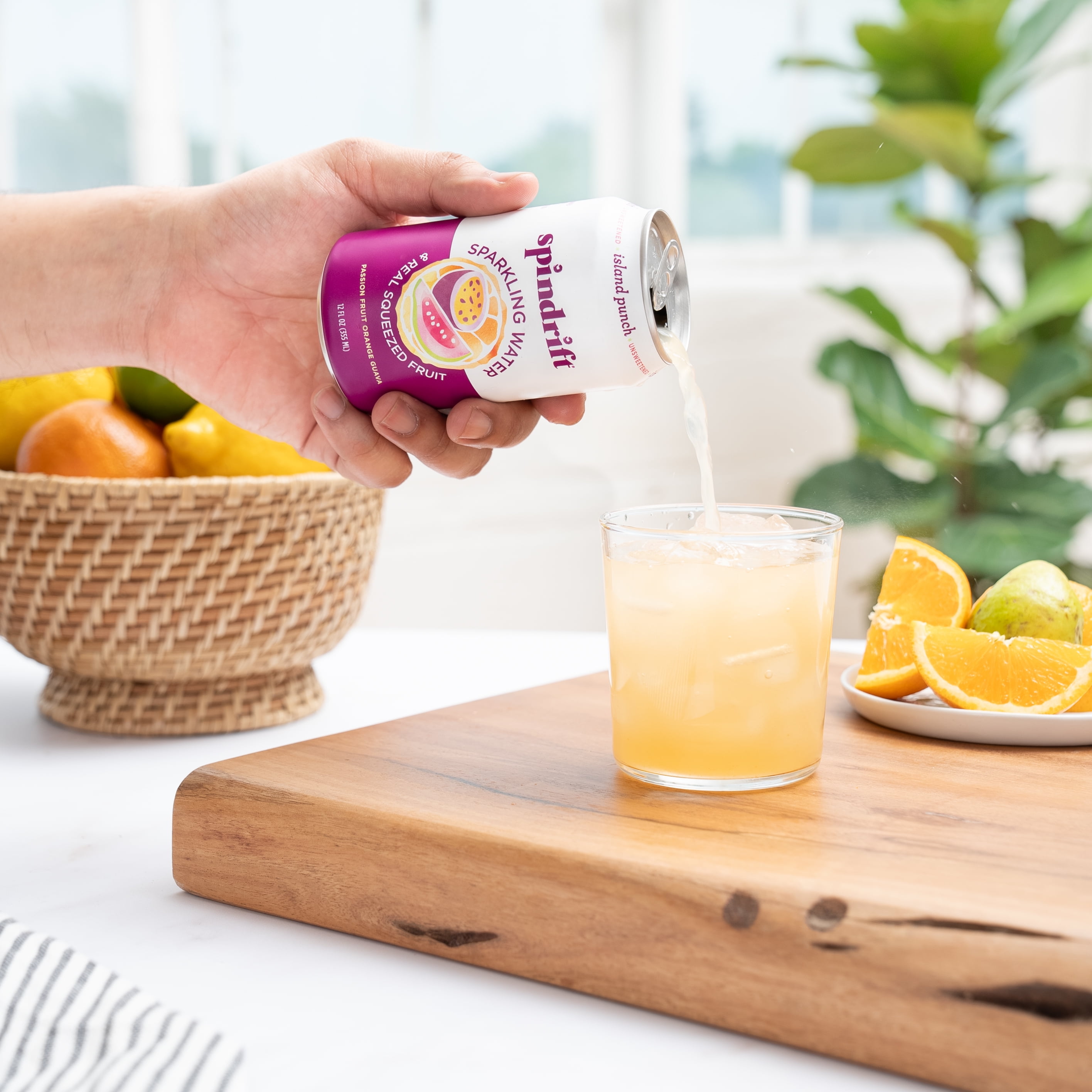 Spindrift Sparkling Water, Island Punch Flavored, Made with Real Squeezed Fruit, 12 fl oz, 8 Count, No Sugar Added, 13 Calories per Can