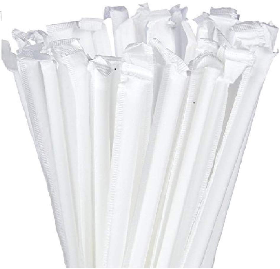 Paper Wrapped Disposable Plastic Drinking Straws 500 Count (Black