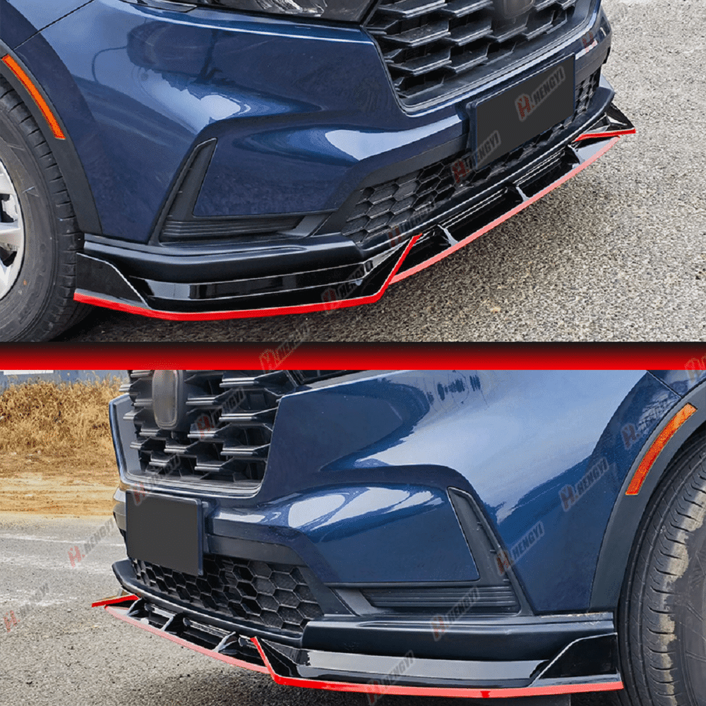 3pcs Set Front Bumper Lip for Honda CR-V CRV 6th 2023, Front Spoiler Diffuser Front Splitter Lip Body Kit Spoiler, Gloss Black Painted with Red Trim Painted