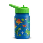 JoyJolt Kids Water Bottle with Straw Lid, 12oz  Stainless Steel Reusable Tumbler for Toddlers, Girls, Boys, or Teen, Vacuum Insulated Water Bottle for School, Travel, and Outdoors, Leakproof,Blue