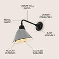 thumbnail image 4 of JONATHAN Y Croydon 9.63" 1-Light Farmhouse Industrial Indoor/Outdoor Iron LED Gooseneck Arm Outdoor Sconce, Gray, 4 of 7