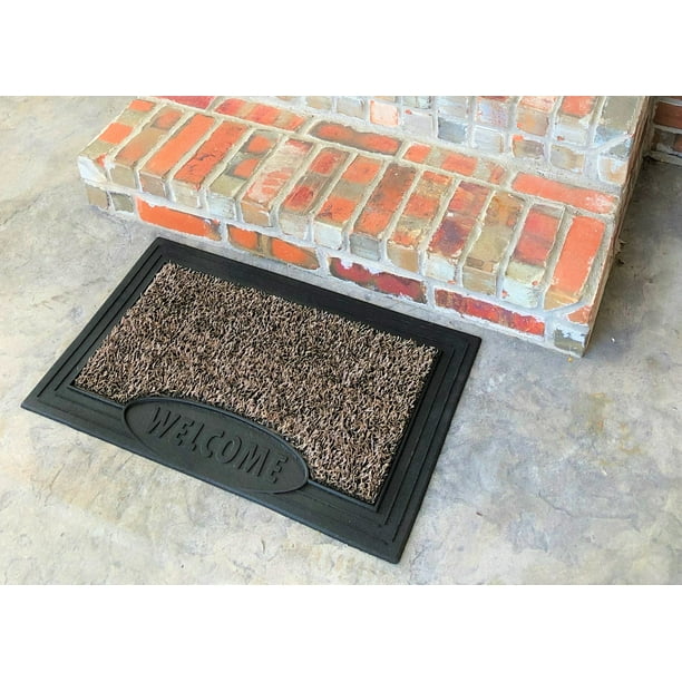 Mainstays Scraper Outdoor Doormat Welcome Doormat Easy To Clean 17 5 X 29 5 Walmart Com Walmart Com