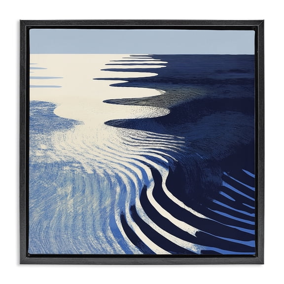 Stupell Industries Coastal Abstract Cobalt Ripples Black Floating Frame Canvas Art, 18 x 18, by Walker Noble