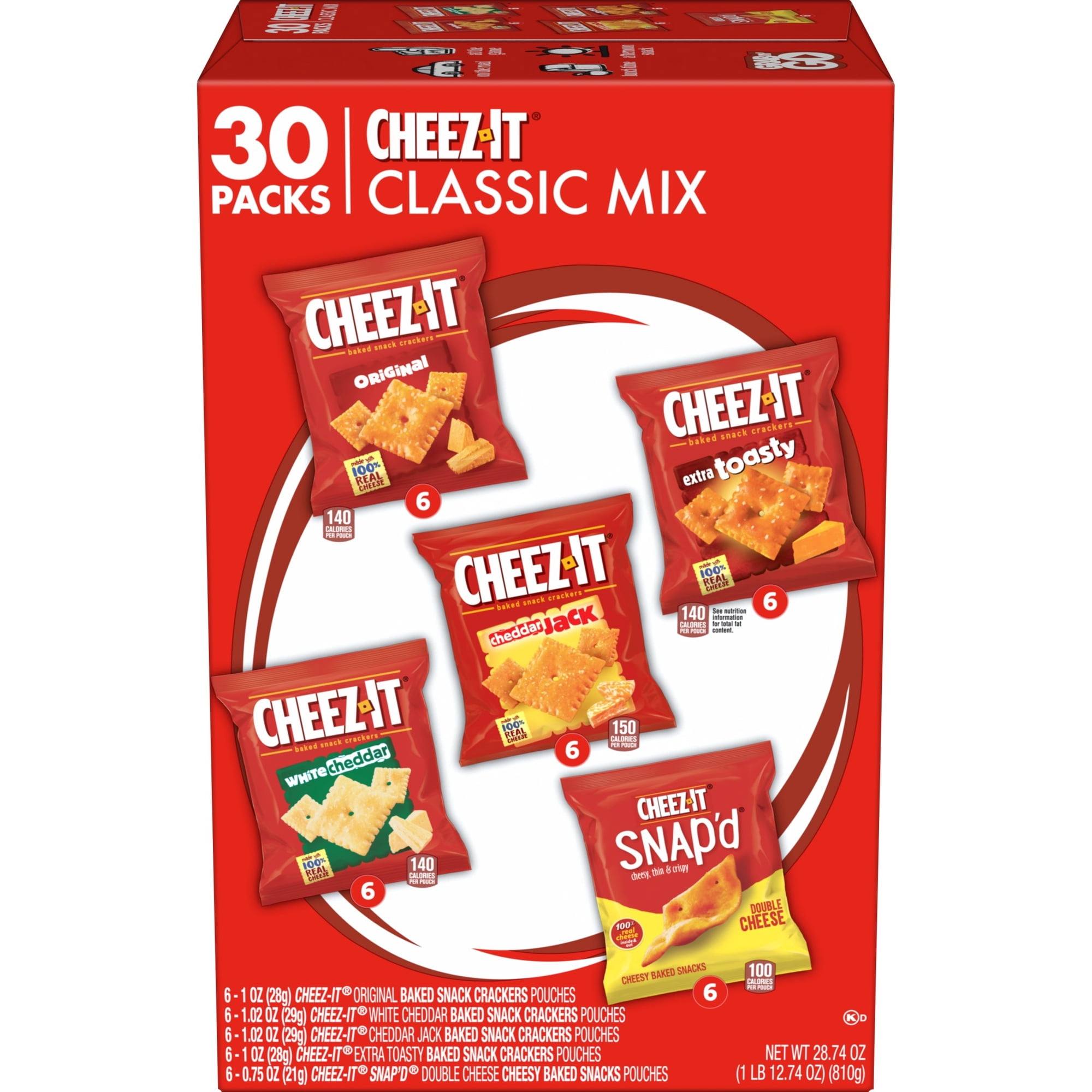Cheez-It Variety Pack Snacks, Lunch Snacks, 30 Count