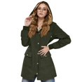 thumbnail image 1 of MKLEKYY Vestes d'Automne Grande Taille pour Femmes Mode Unie à Capuche Col Décontracté Ample Manches Longues Imperméable, 1 of 7