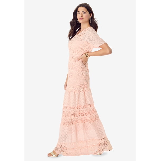 crochet stretch lace midi dress Xiomara Beige & Gold Stripe Knit Mermaid Chemise Crafted in a beige Beach maxi dress Open Color:Dark Red/White