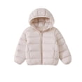 thumbnail image 4 of Kids Hooded Zip up Padded Coat Long Sleeve Warm Winter Jacket with Pockets, Solid Casual Outerwear for Boys Girls Beige, 4 of 8