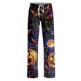 thumbnail image 5 of Trgacdwlo Womens Halloween Pajama Pants Cute Pumpkin Ghost Print Wide Leg Sleep Pants Women Elastic Waist Fall Winter Womens Pj Pants, 5 of 5