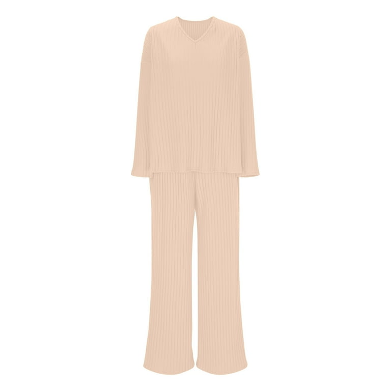 トップス Mou loose knit set up color ivory 2 Piece Knit Outfits for Women Loungewear Sweater Sets Long Sleeve